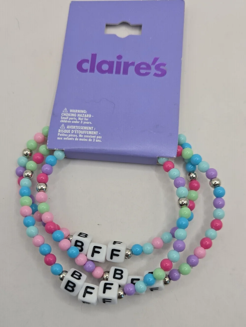 NEW Claire's Kids 'BFF' Pastel Beaded Bracelet Set - Multi-Color